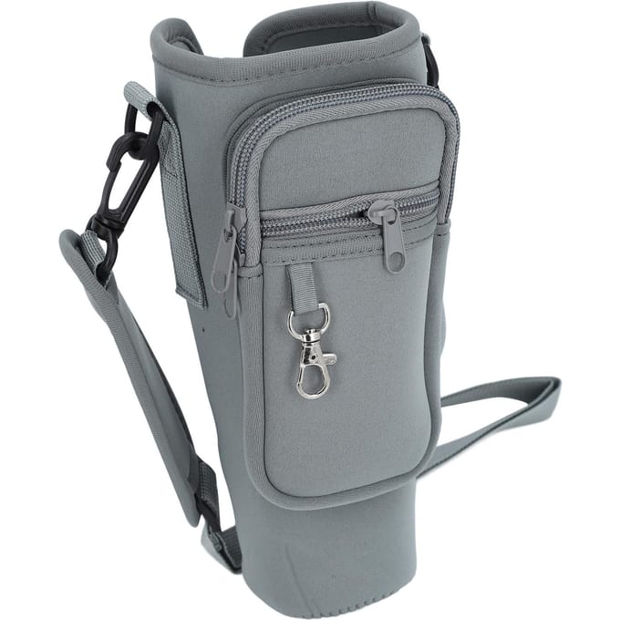 Waterfleshouder Waterdicht Verstelbare Schouderband 30oz Waterfles Draagtas met Telefoon gray