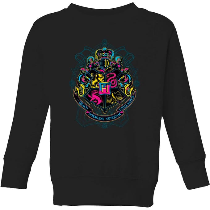 Harry Potter Hogwarts Neon Crest Kids' Sweatshirt - Black - 98/104 (3-4 jaar)