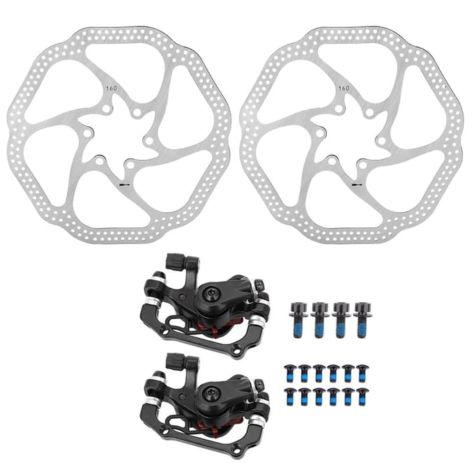 Mountainbike Mechanische Schijfrem Fietsen Fiets Voor Achter Set met 160mm Rotoren white