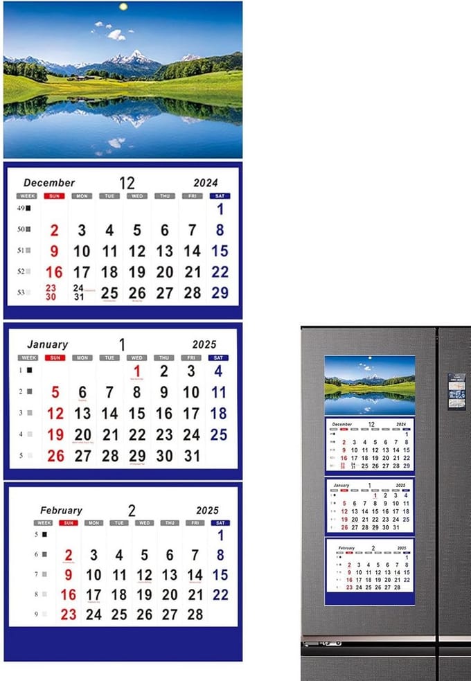 3 Maanden Wandkalender 2025 Verticaal Ontwerp voor Langdurige Planning