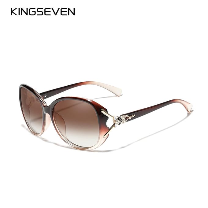 KINGSEVEN Gepolariseerde Retro Groot frame luxe Brillen Lady Merk Designer Zonnebril M bruin