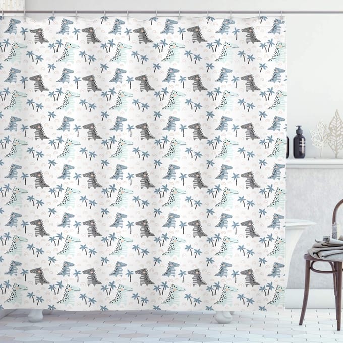 ABAKUHAUS Dino douchegordijn – Print – 175x200 cm – waterafstotend
