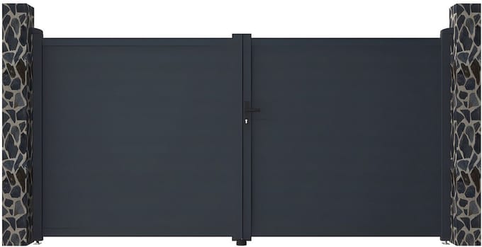 Vente-unique Draaipoort van aluminium antraciet - L 355 x H 180 cm - NAZARIO