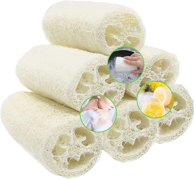Natuurlijke Luffaspons - 6 Stuks Voor Peeling en Lichaamsverzorging