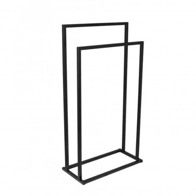 Staande handdoekhouder - Mat Zwart - Staal - 45x21,5x84,5 cm - Max. 4 handdoeken zwart