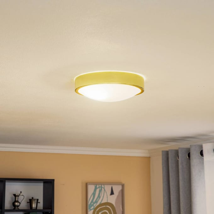 Lamkur Plafondlamp Jaris, gebogen glas, Ø 26 cm, goud