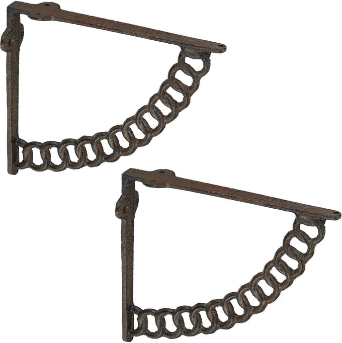 Plankdrager - set van 2 - 21 cm - gietijzer - industrieel - bruin