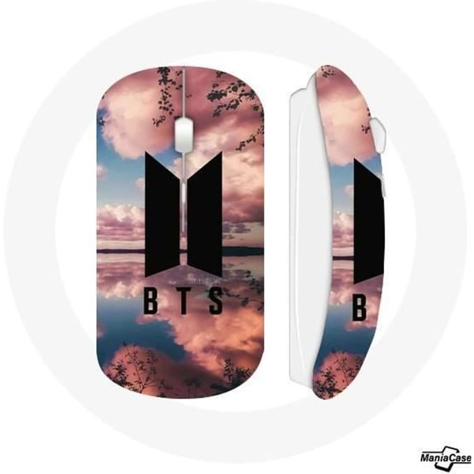 Draadloze muis Bangtan Sonyeondan BTS Logo zwarte zonsondergang achtergrond