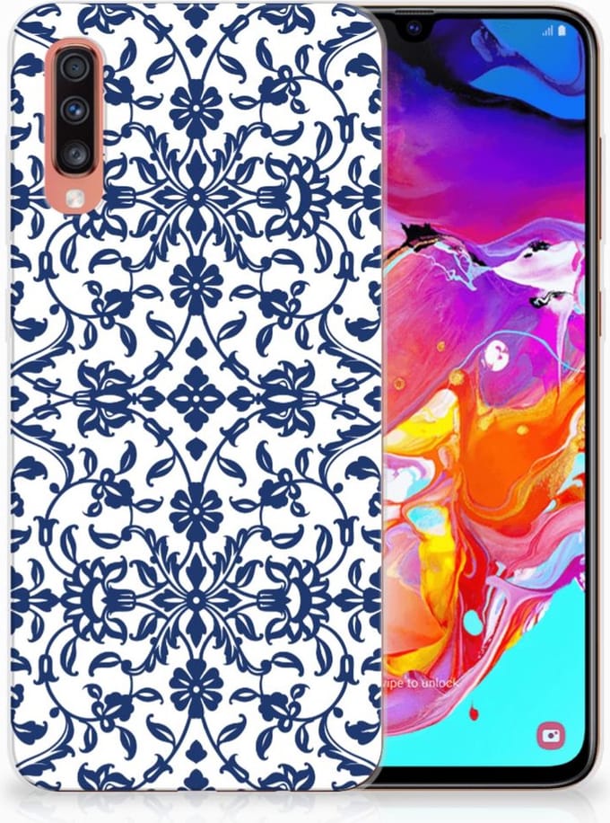 Samsung Galaxy A70 TPU Case Flower Blue
