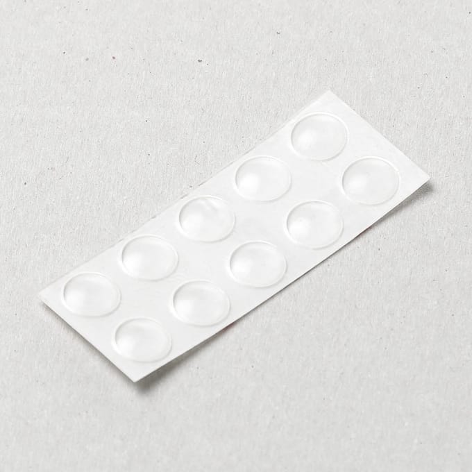 Aanslagbuffer, DB007, zelfklevend, rond, Ø 8 mm, hoogte 1,6 mm, transparant, kunststof, per 10 stuks