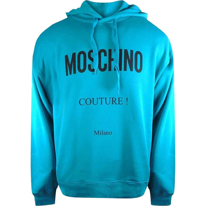Moschino Heren Couture Logo Hoodie (Turquoise)