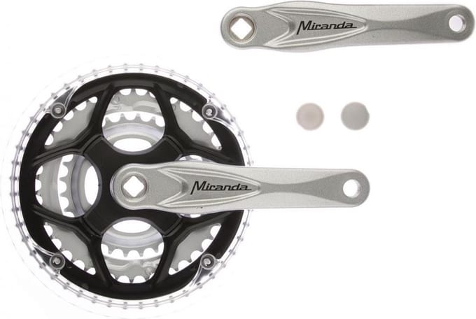 Crankstel Miranda Alfa 3, 48/38/28T 8mm - zilver