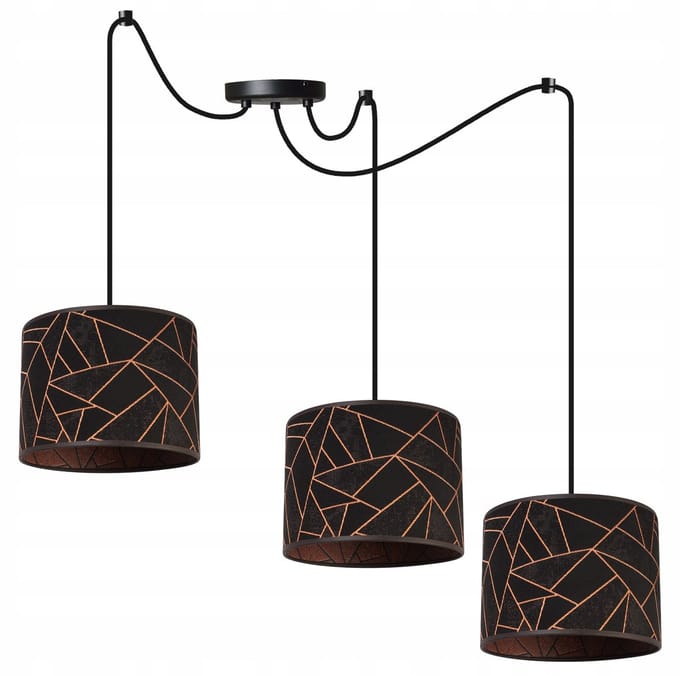 Light-Home WERONA – Hanglamp – 3-lichts – Zwart/Koper – Metalen Constructie – Verstelbare Hoogte