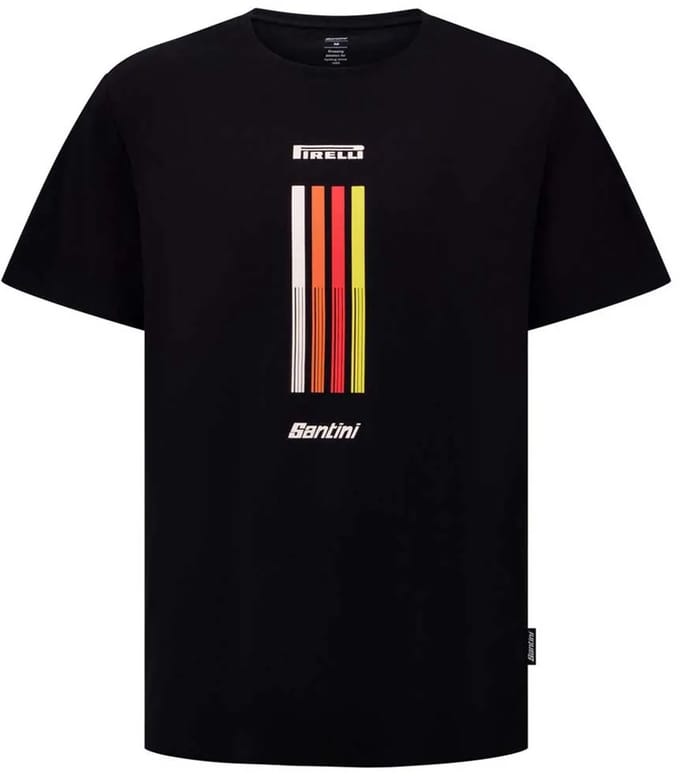 Santini Pirelli Tape T-shirt Met Korte Mouwen Zwart M
