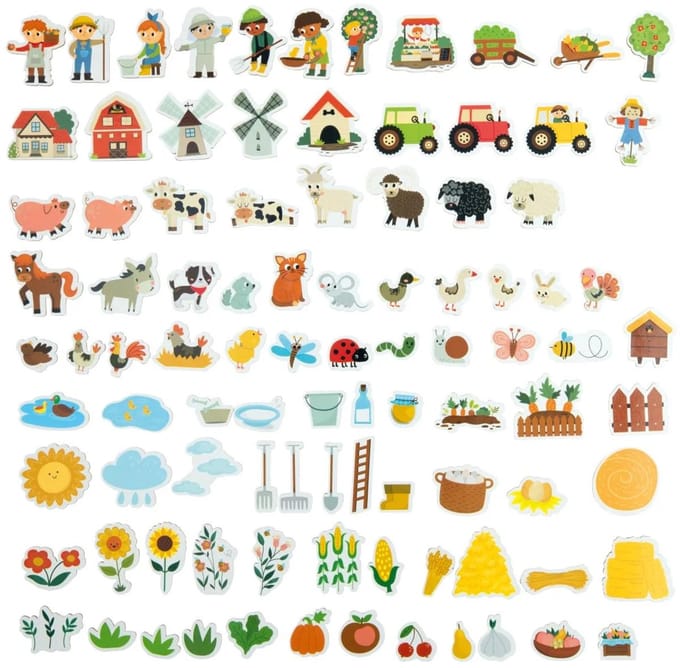 Playtive Speelgoed Magneten - Boerderij - 95 stuks