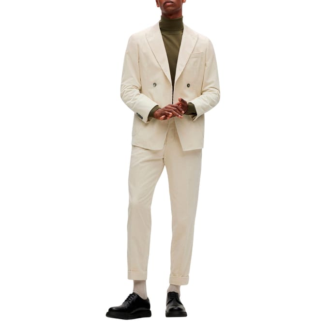 Hugo Unisex corduroy plooibroek voor volwassenen (Wit)