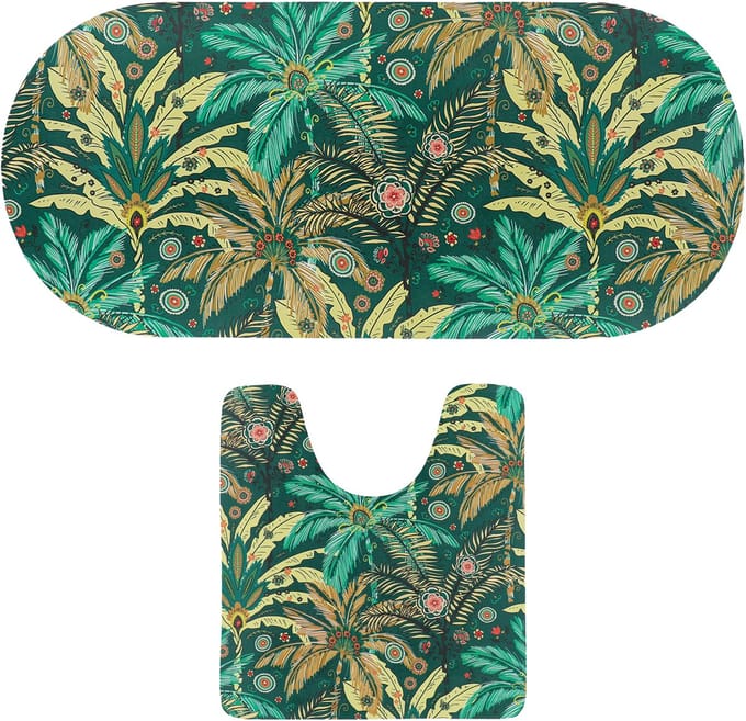 Tendance badkamer matten set Jungle Fever - toiletmat/badmat lang - microfiber - antislip