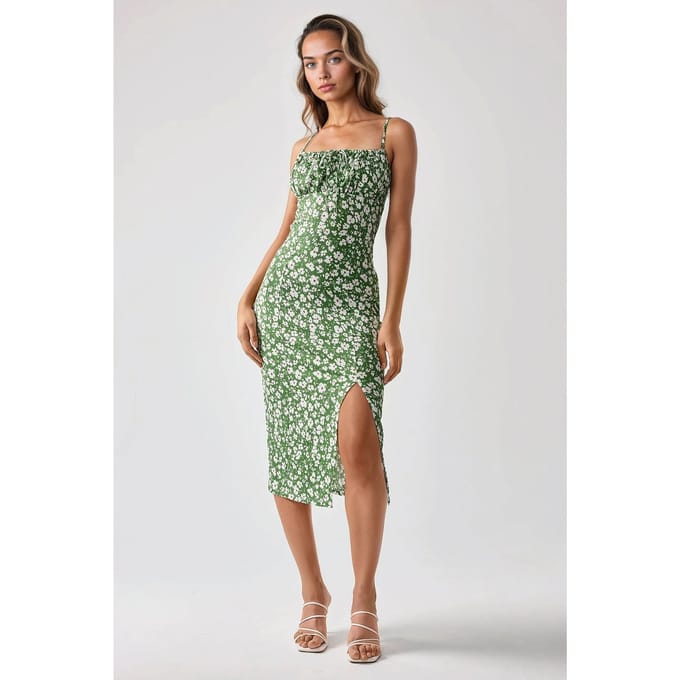 Allover Bloemenprint Bodycon Midi-jurk met Splits