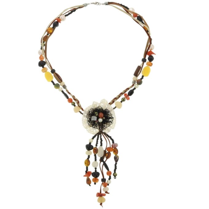 Behave - Dames Ketting - Romantische Boho Stijl - Kanten Bloem - 63 cm