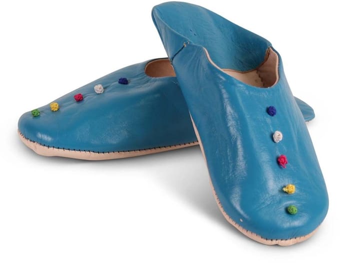 Safaary - Marokkaanse sloffen Pompons Blauw - Maat 36