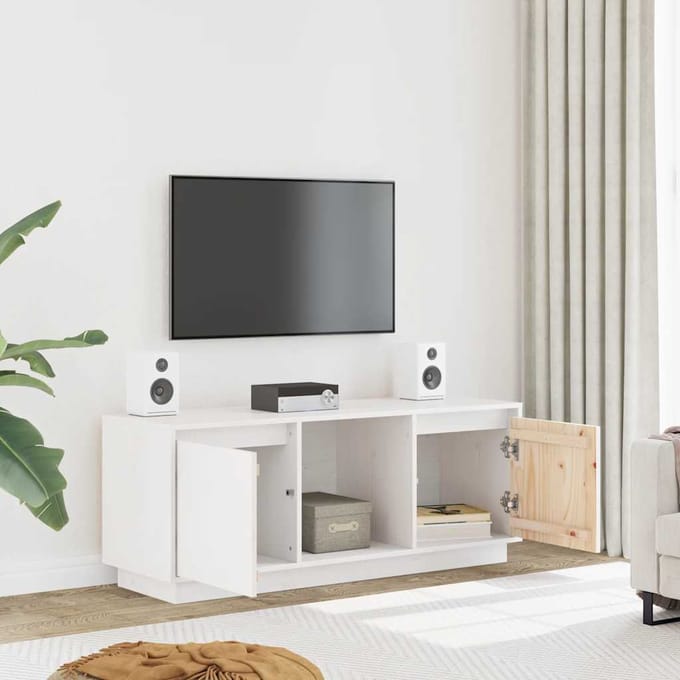 vidaXL - Tv-meubel - 110,5x35x44 - cm - massief - grenenhout - wit