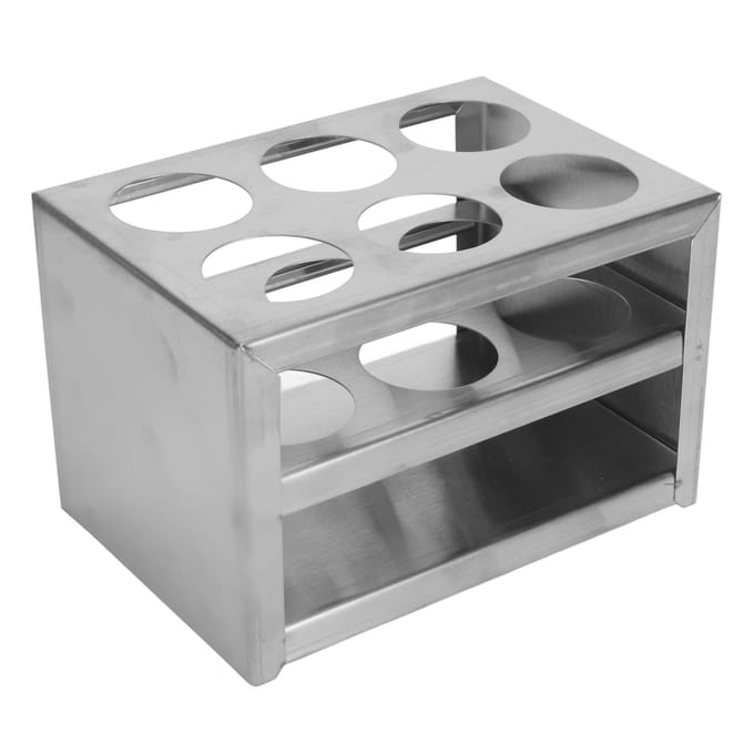 Reageerbuishouder 304 roestvrij staal 6 gaten 3-laags laboratoriumstandaardrek voor 32 mm buizen gray