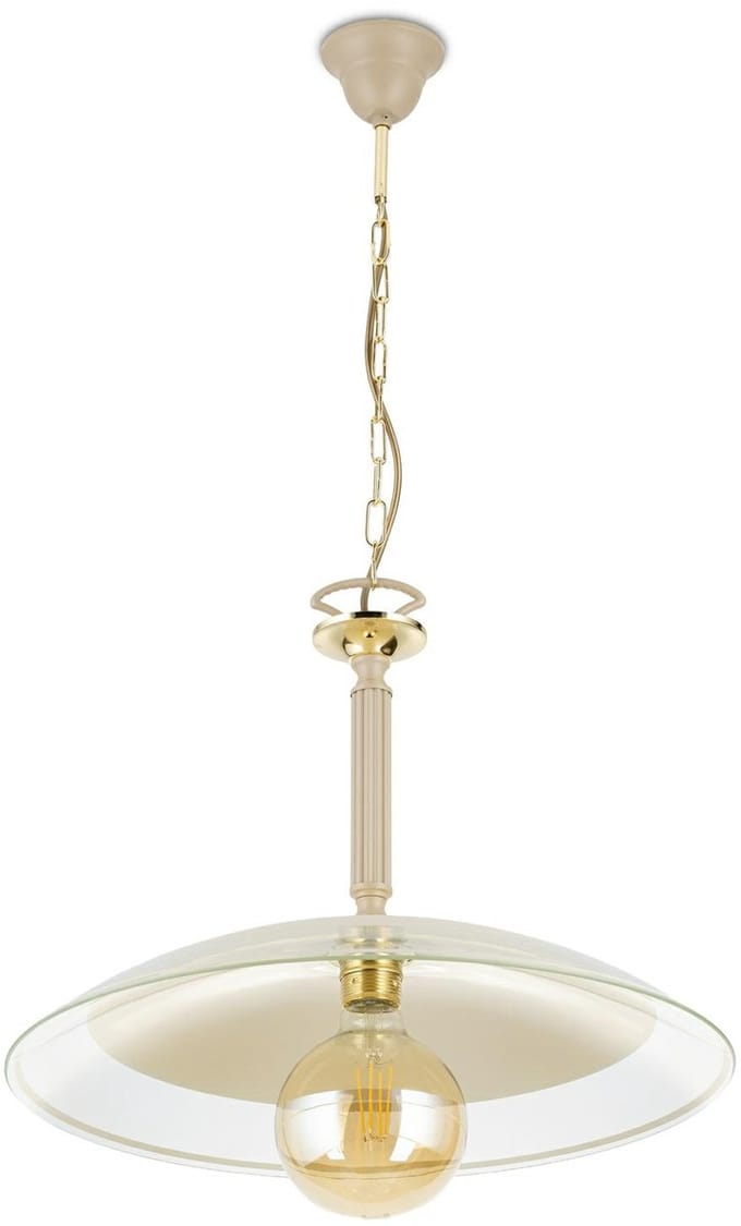 HowHomely - Luna Serie - Hanglamp - Beige - Goudkleurig - Glas