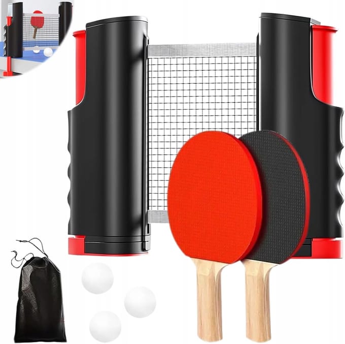 Complete tafeltennisset: racket, net, bal en tas