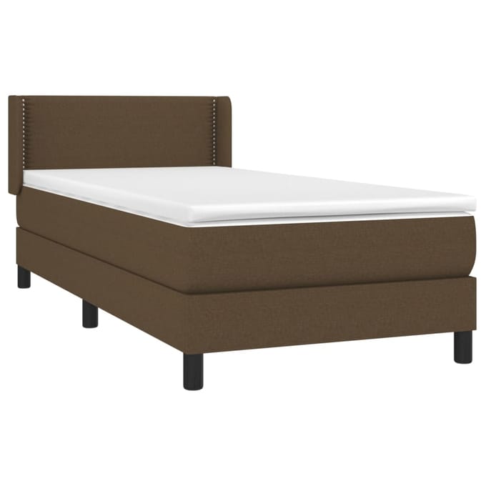 vidaXL - Boxspring - met - matras - stof - donkerbruin - 100x200 - cm