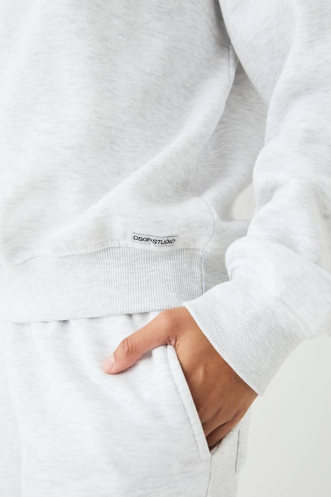 Dames DSGN Studio Crew Neck Oversized Sweatshirt | Ash Grey | Maat: Large
