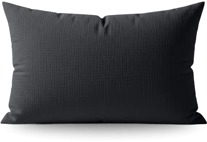 Zelesta Teddy Katoen Mousseline Kussensloop Set van 2 - Anthracite 60x70cm