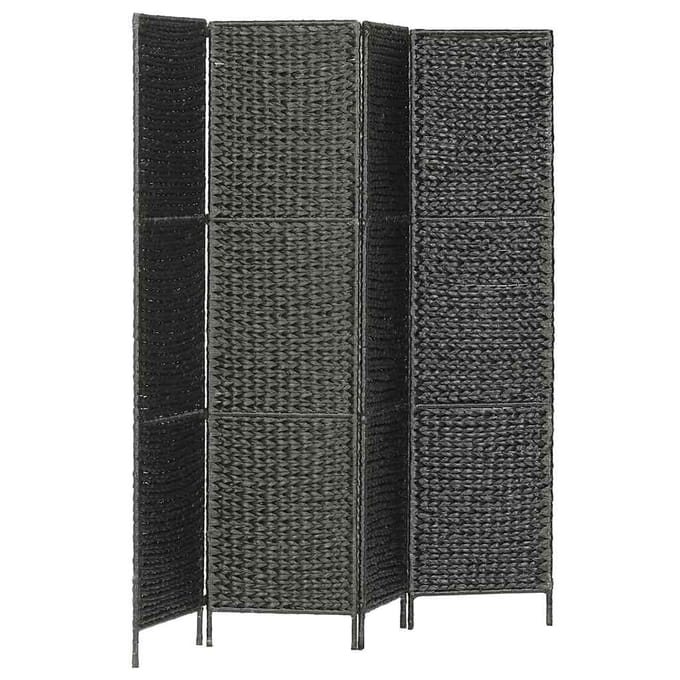vidaXL - Kamerscherm - met - 4 - panelen - 154x160 - cm - waterhyacint - zwart