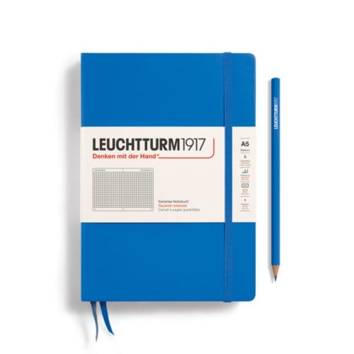 Leuchtturm1917 notitieboek, hardcover, medium a5, ruit, sky blauw
