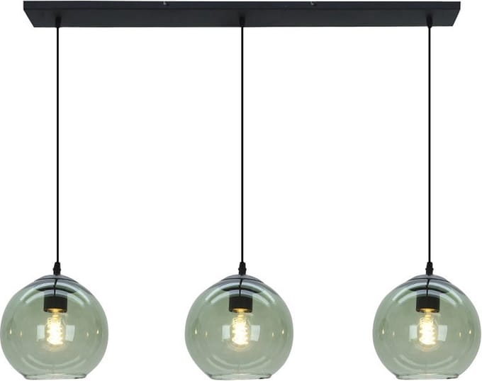 Olucia - GIADA - Hanglamp - Groen / Zwart - 3L - Vorm: Rechthoek