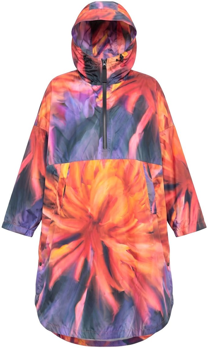 Laurasøn - Dames - Functionele regencape unisex print capuchon - Oker - Maat 1