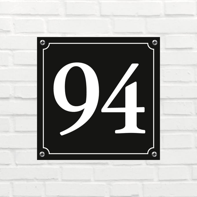 Huisnummerbord Mat zwart Deluxe - Nummer 94 - incl. bevestiging