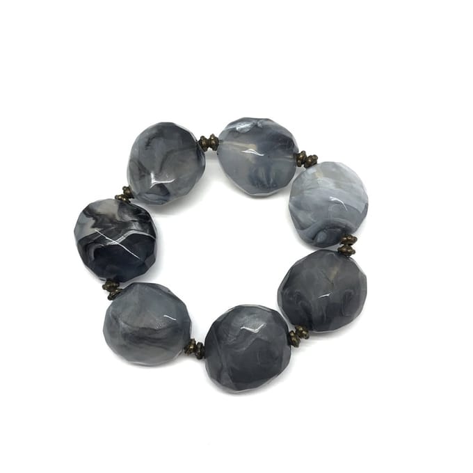 Behave Armband - kralenarmband - elastisch - grijs - kunststof - 16cm