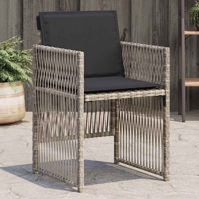 vidaXL - Tuinstoelen - 4 - st - met - kussens - poly - rattan - lichtgrijs