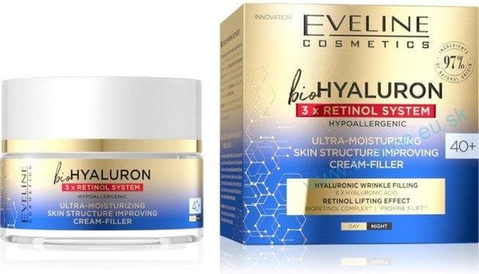 Eveline Cosmetics BioHyaluron 3x Retinol System 40+ Ultra-Moisturizing Skin Structure Improving Cream 50ml.