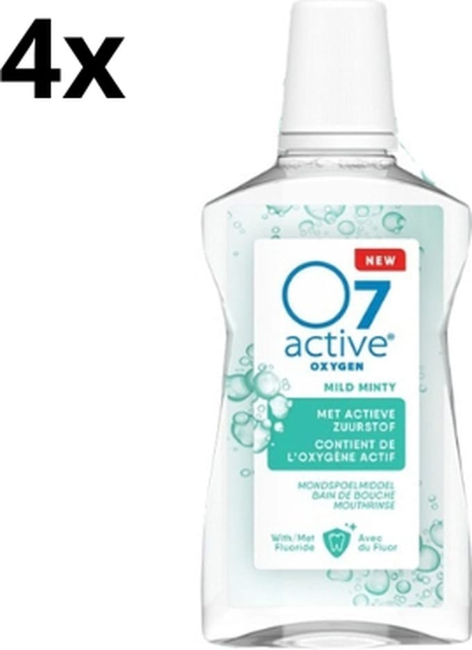 O7 Active Mondspoelmiddel Mild Minty - 4 x 500 ml - Voordeelverpakking