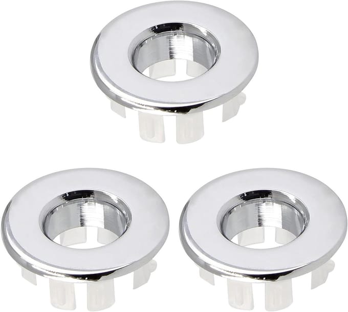 Gootsteen Overloop Ring - Wastafel Trim - Afvoer Afdekken - Verchroomd Koper - 3 Stuks - Zilver