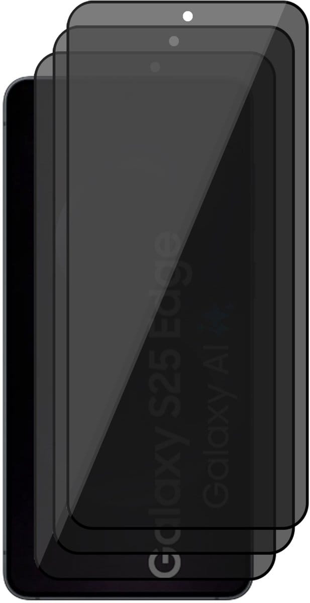 Privacy Screenprotector geschikt voor Samsung Galaxy S25 Edge - 3x Volledig Dekkend Glas Screen Protector