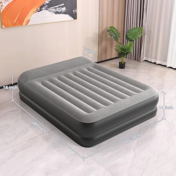 Queen Size Luchtmatras met Ingebouwde Pomp en Ergonomisch Ontwerp