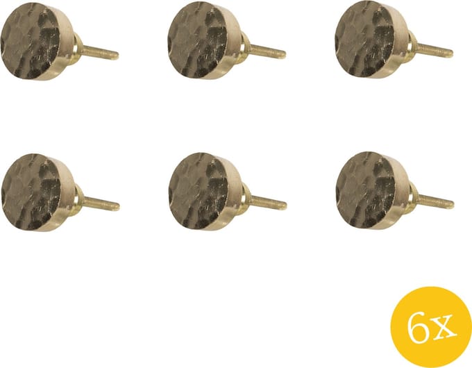 Clayre & Eef Deurknop set van 6 stuks Ø 3 cm Koperkleurig Ijzer Rond Meubelknop