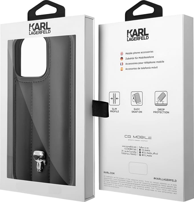iPhone 14 Pro Max Backcase hoesje - Karl Lagerfeld - Effen Zwart - Kunstleer