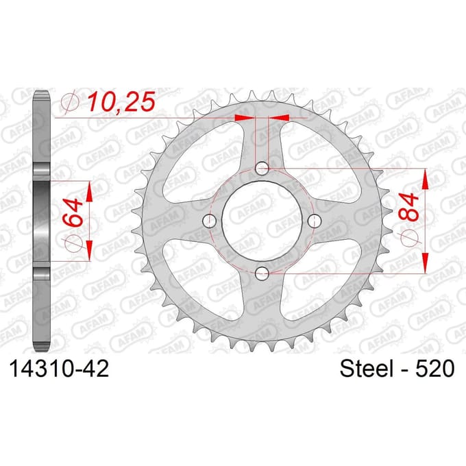 Stalen tandwiel Afam 520 42 dents