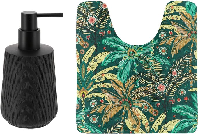 Tendance badkamer set Jungle Fever - toiletmat/zeepdispenser - microfiber - antislip