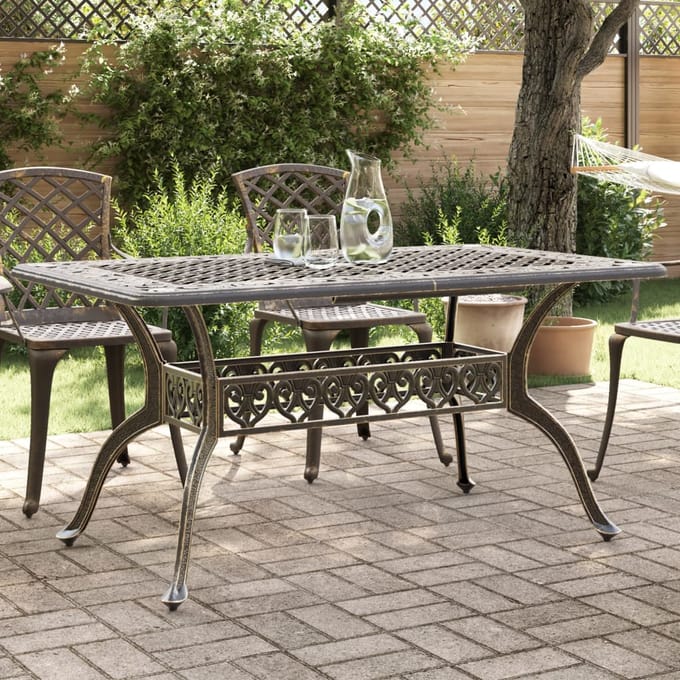 vidaXL - Tuintafel - 150x90x72 - cm - gietaluminium - bronskleurig