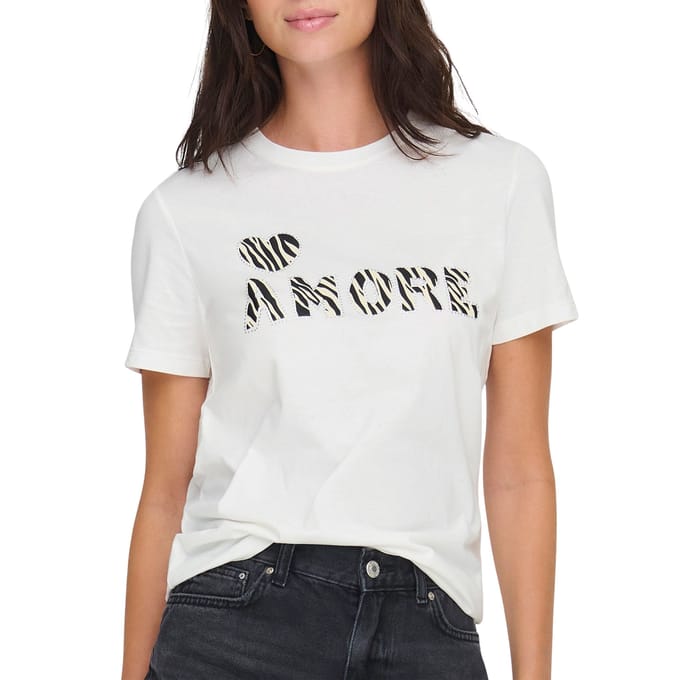 Only Ditte Life Rhnstn SS Animal T-shirt Dames - Maat L