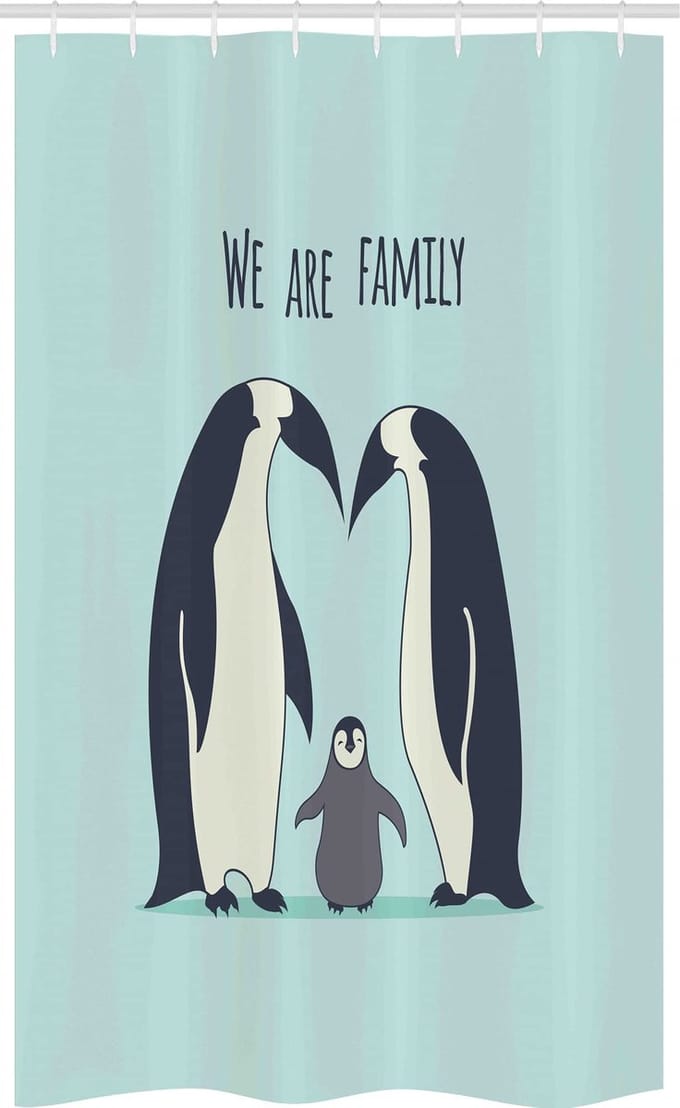 ABAKUHAUS pinguïn douchegordijn – 120 x 180 cm – polyester – waterafstotend